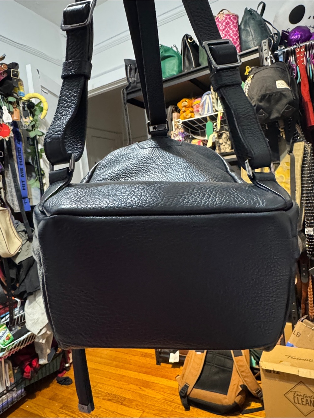 Furla Black Pebbled Leather Mini Backpack with Silver Studs - Picture 7 of 15